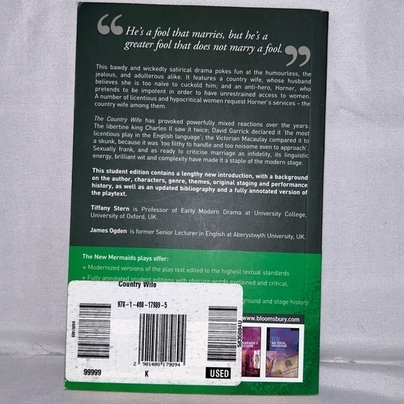 Book PaperBack: The Country Wife (New Mermaids) by: William Wycherley - Picture 3 of 3